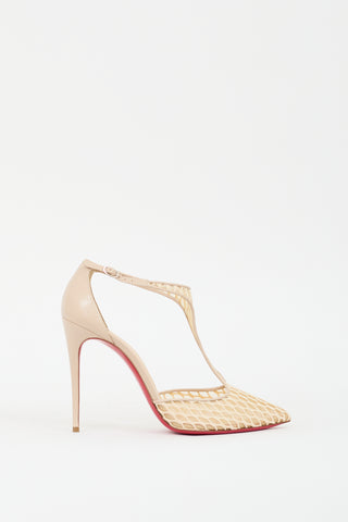 Christian Louboutin Beige Leather & Mesh Salonu Pump