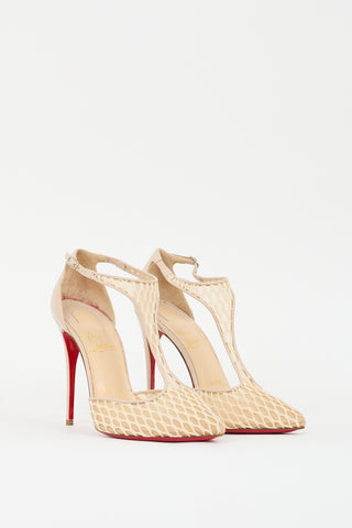 Christian Louboutin Beige Leather & Mesh Salonu Pump