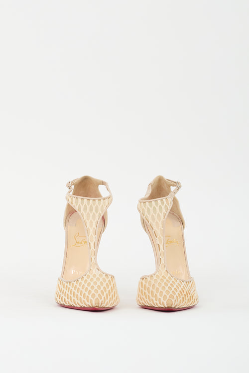 Christian Louboutin Beige Leather & Mesh Salonu Pump