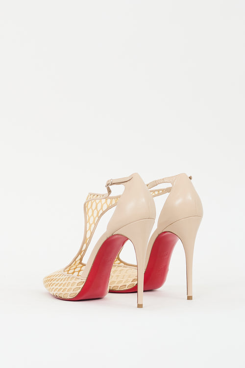 Christian Louboutin Beige Leather & Mesh Salonu Pump