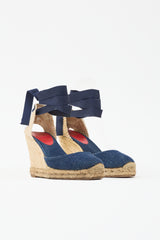 Christian Louboutin Denim Espadrille Wedge Sandal