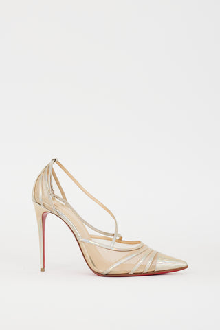 Christian Louboutin Gold Iridescent Leather & Mesh Theodorella Pump