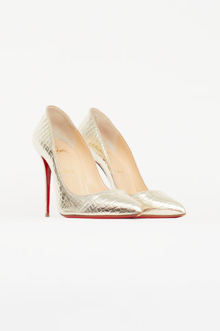 Christian Louboutin Gold Embossed Leather Kate 110 Pump