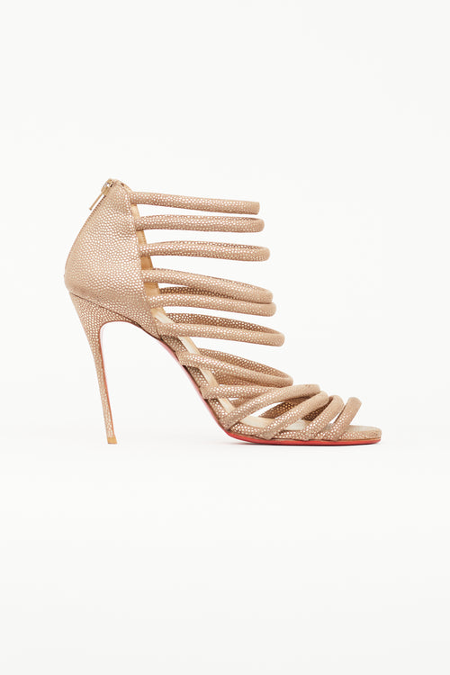 Christian Louboutin Gold Textured Strappy Pump