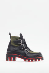 Christian Louboutin Green & Black Dune Buckle Boot
