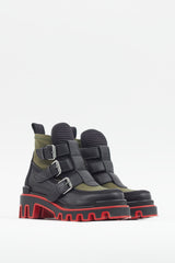 Christian Louboutin Green & Black Dune Buckle Boot