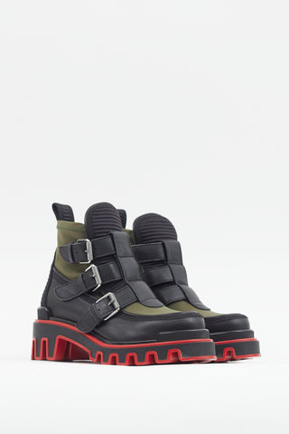 Christian Louboutin Green & Black Dune Buckle Boot