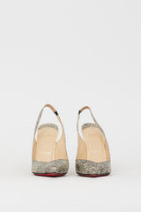 Christian Louboutin Grey & Black Embossed Leather Corneille Slingback Pump