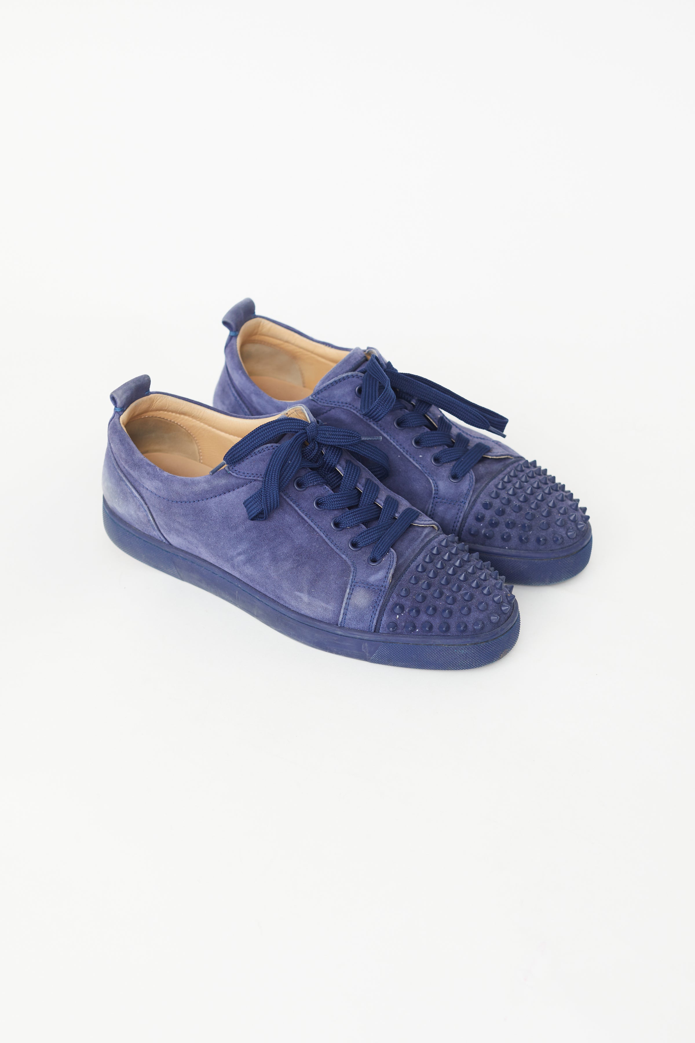 Christian Louboutin // Navy Suede Louis Junior Spikes Sneaker – VSP  Consignment