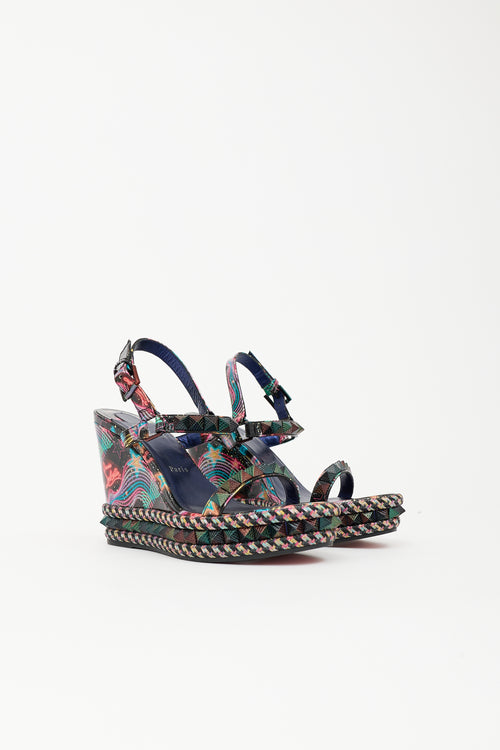 Christian Louboutin Printed Pyraclou Wedge Sandal