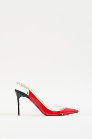 Christian Louboutin Red & Multicolour Patent Paulina Slingback Pump