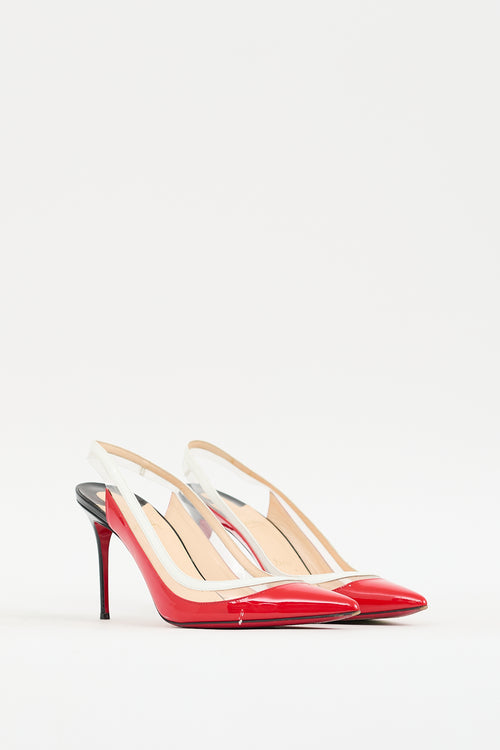 Christian Louboutin Red & Multicolour Patent Paulina Slingback Pump