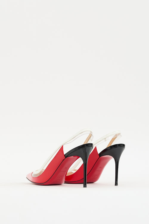 Christian Louboutin Red & Multicolour Patent Paulina Slingback Pump