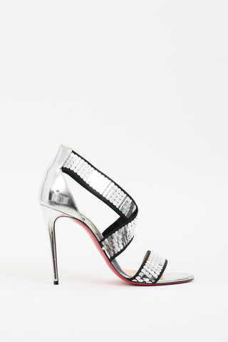 Christian Louboutin Silver Sequin Xili  Heel