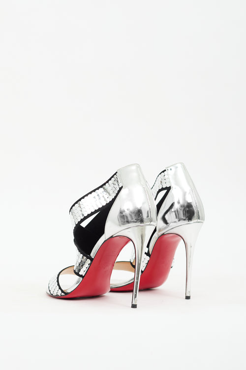 Christian Louboutin Silver Sequin Xili  Heel