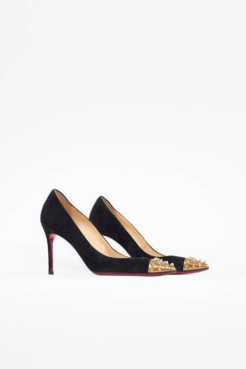 Christian Louboutin Suede Geo Spike Pump