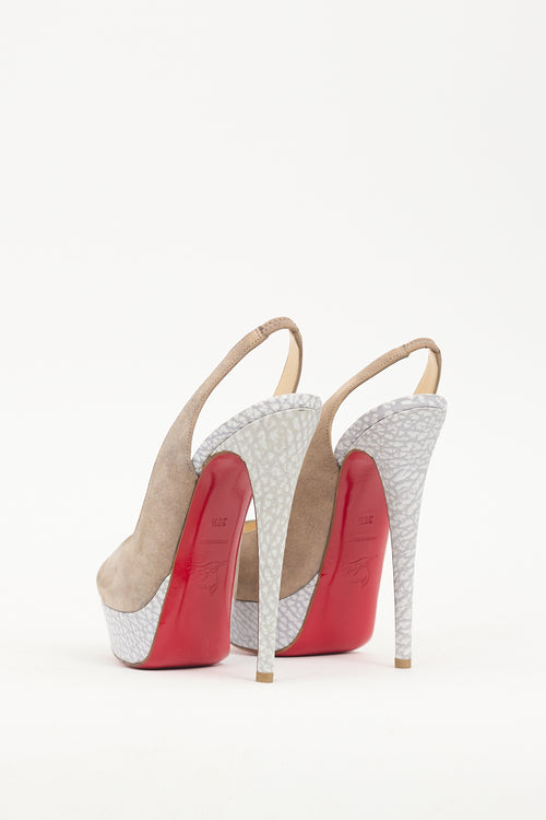 Christian Louboutin Taupe & Grey Leather Lady Slingback Pump