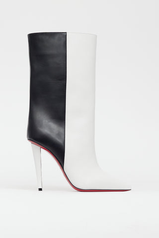 Christian Louboutin White & Black Astrilarge Booty Heeled Boot