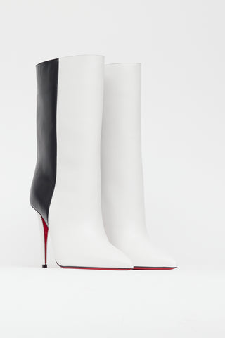 Christian Louboutin White & Black Astrilarge Booty Heeled Boot