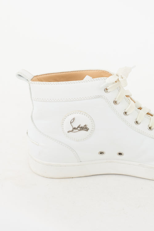 Christian Louboutin White Leather High Top Sneaker