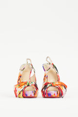 Christian Louboutin White & Multicolour Vendome Satin Heel