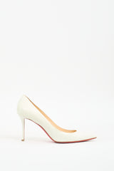 Christian Louboutin White Patent Leather Decoltish 85 Pump