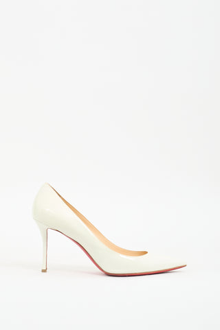 Christian Louboutin White Patent Leather Decoltish 85 Pump
