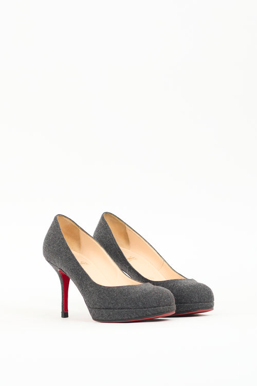 Christian Louboutin Grey Felt Prorata 90 Pump