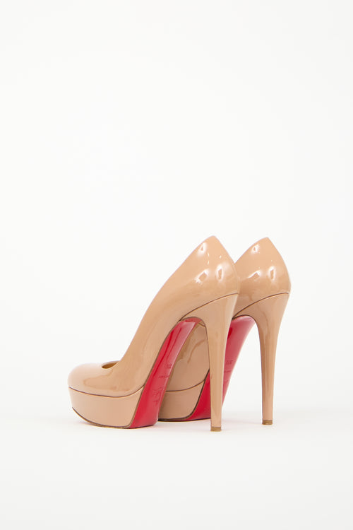 Christian Louboutin Beige Patent Bianca Platform Pump