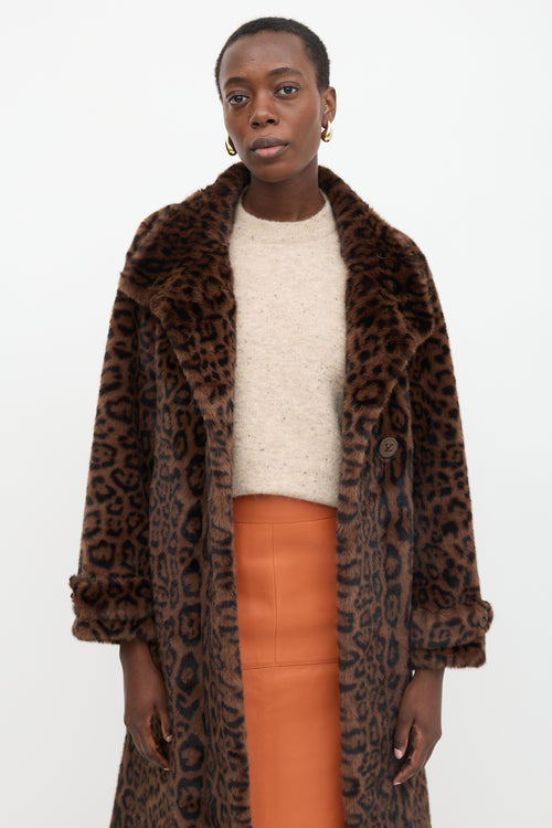 Christian Milada Faux Fur Printed Coat