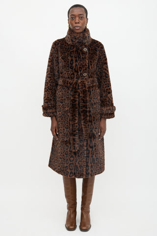 Christian Milada Faux Fur Printed Coat