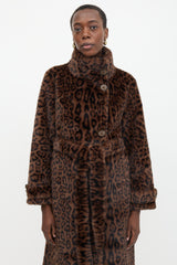Christian Milada Faux Fur Printed Coat