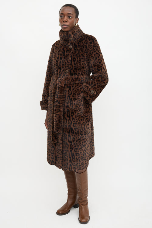 Christian Milada Faux Fur Printed Coat