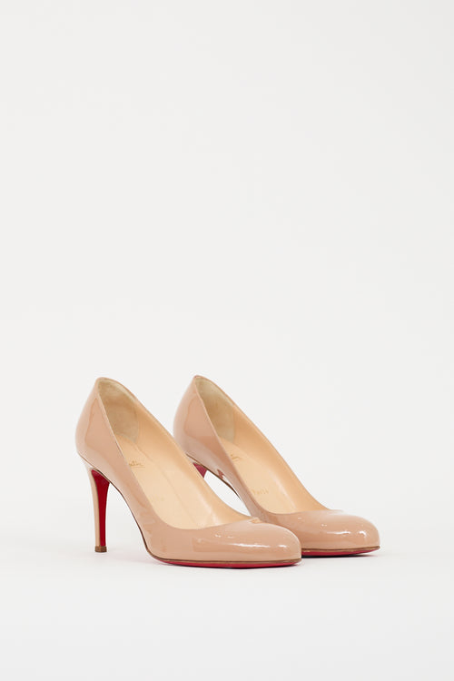 Christian Louboutin Beige Patent Leather Simple Pump