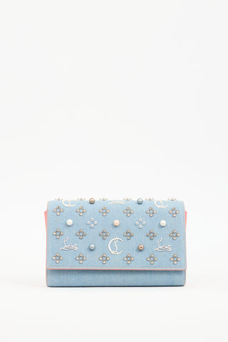 Christian Louboutin Light Wash Denim Paloma Studded Bag