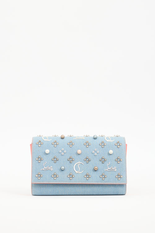 Christian Louboutin Light Wash Denim Paloma Studded Bag