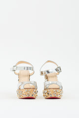 Christian Louboutin Gold & Silver Almeria Studded Wedge Sandal