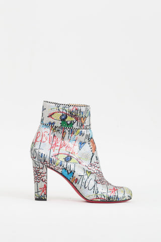 Christian Louboutin Silver & Multi Graffiti Sequin Moulamax Boot