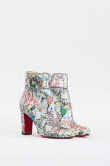 Christian Louboutin Silver & Multi Graffiti Sequin Moulamax Boot