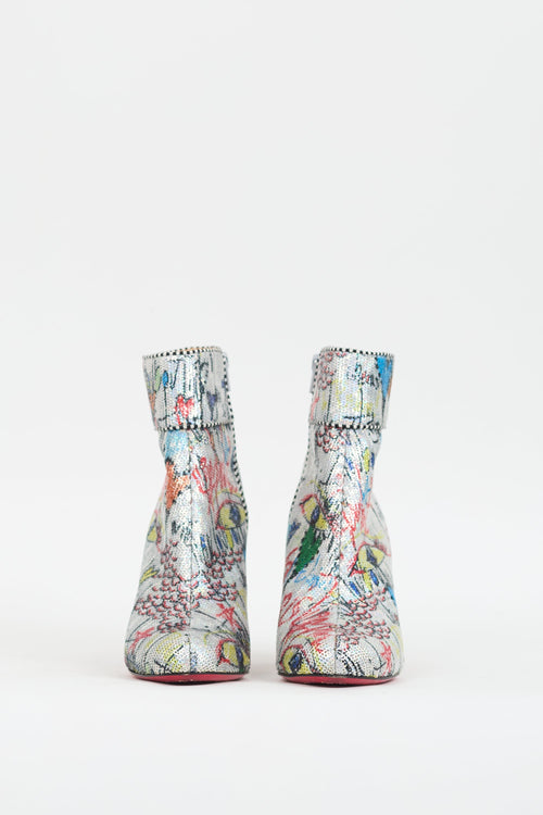 Christian Louboutin Silver & Multi Graffiti Sequin Moulamax Boot