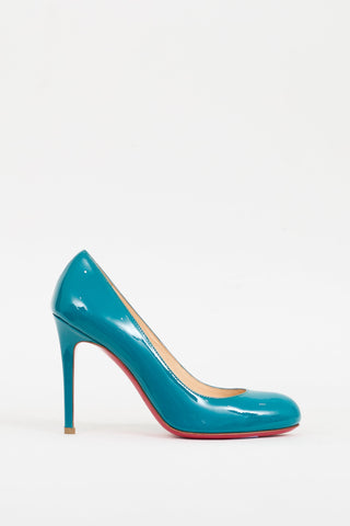 Christian Louboutin Teal Patent Leather Simple Pump