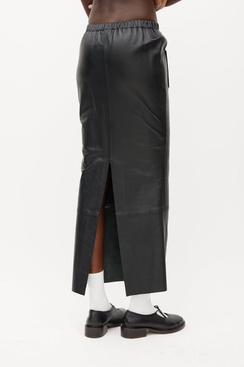 Christopher Esber Black Leather Slit Skirt