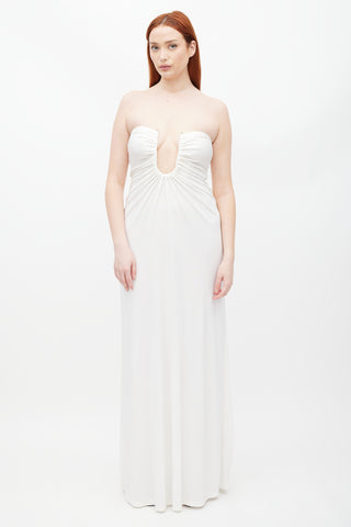 Christopher Esber White & Silver Gathered Dress
