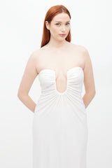 Christopher Esber White & Silver Gathered Dress