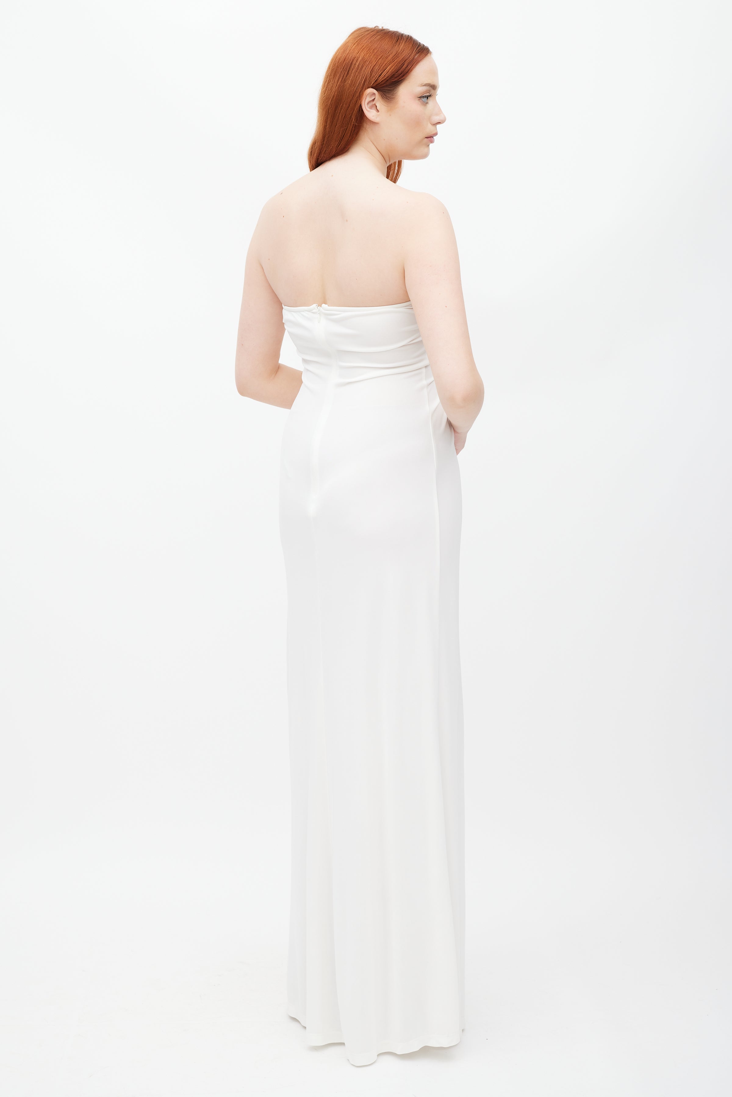 Christopher Esber // White Arced Palm Gathered Maxi Dress VSP Consignment Christopher Esber // White Arced Palm Gathered Maxi Dress VSP Consignment