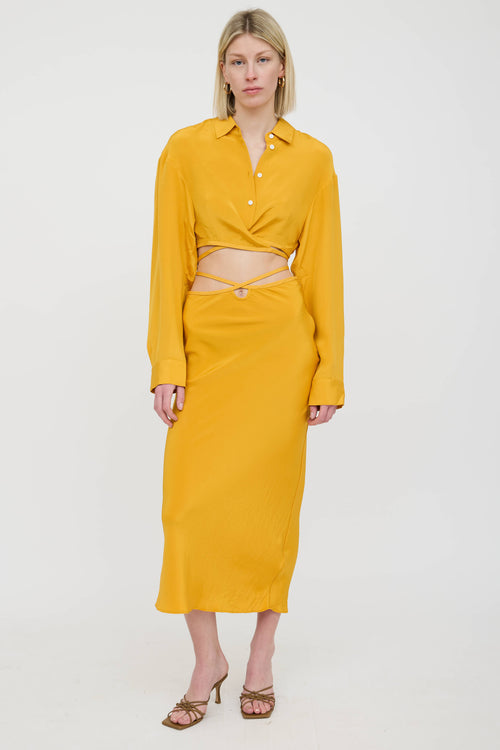 Christopher Esber Silk Cropped Tie Shirt