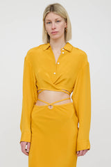 Christopher Esber Silk Cropped Tie Shirt