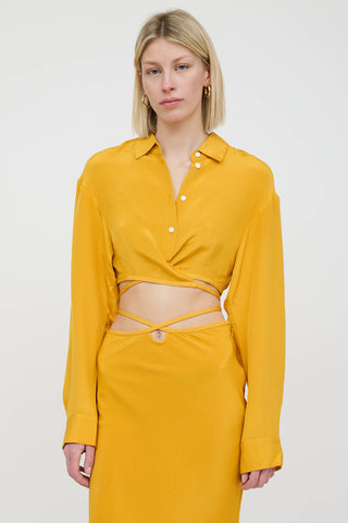 Christopher Esber Silk Cropped Tie Shirt