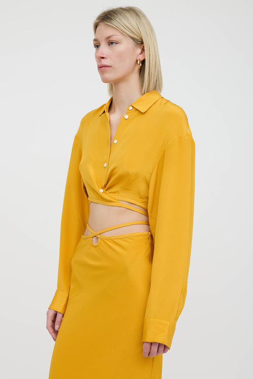 Christopher Esber Silk Cropped Tie Shirt