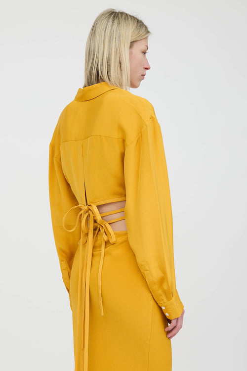 Christopher Esber Silk Cropped Tie Shirt